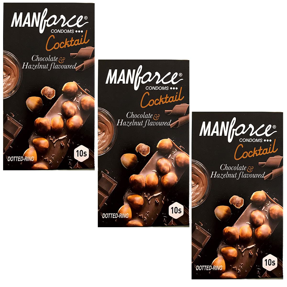 Manforce Condom Chocolate and Hazelnut Cocktail 10 pcs Set of 3