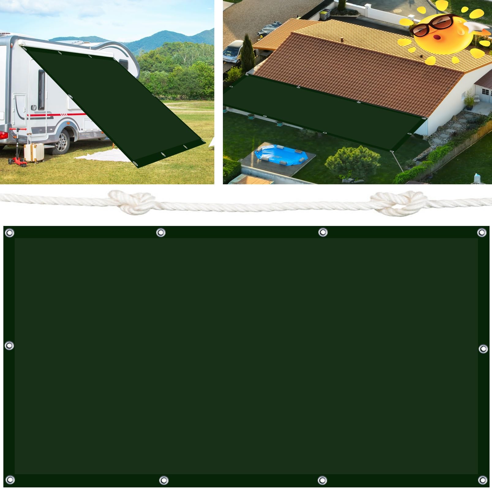 Auvent étanche et anti-UV 160x225cm protection solaire de jardin