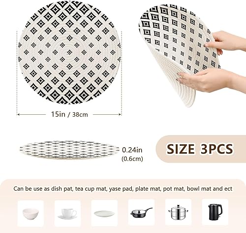 Miniatura 2 de Geometry Grid Absorb Water Pot Holder Trivet Runner for Hot Pots and Pans Absorb Water Potholders for Bowl Protecting Table House Decor 3 Pcs