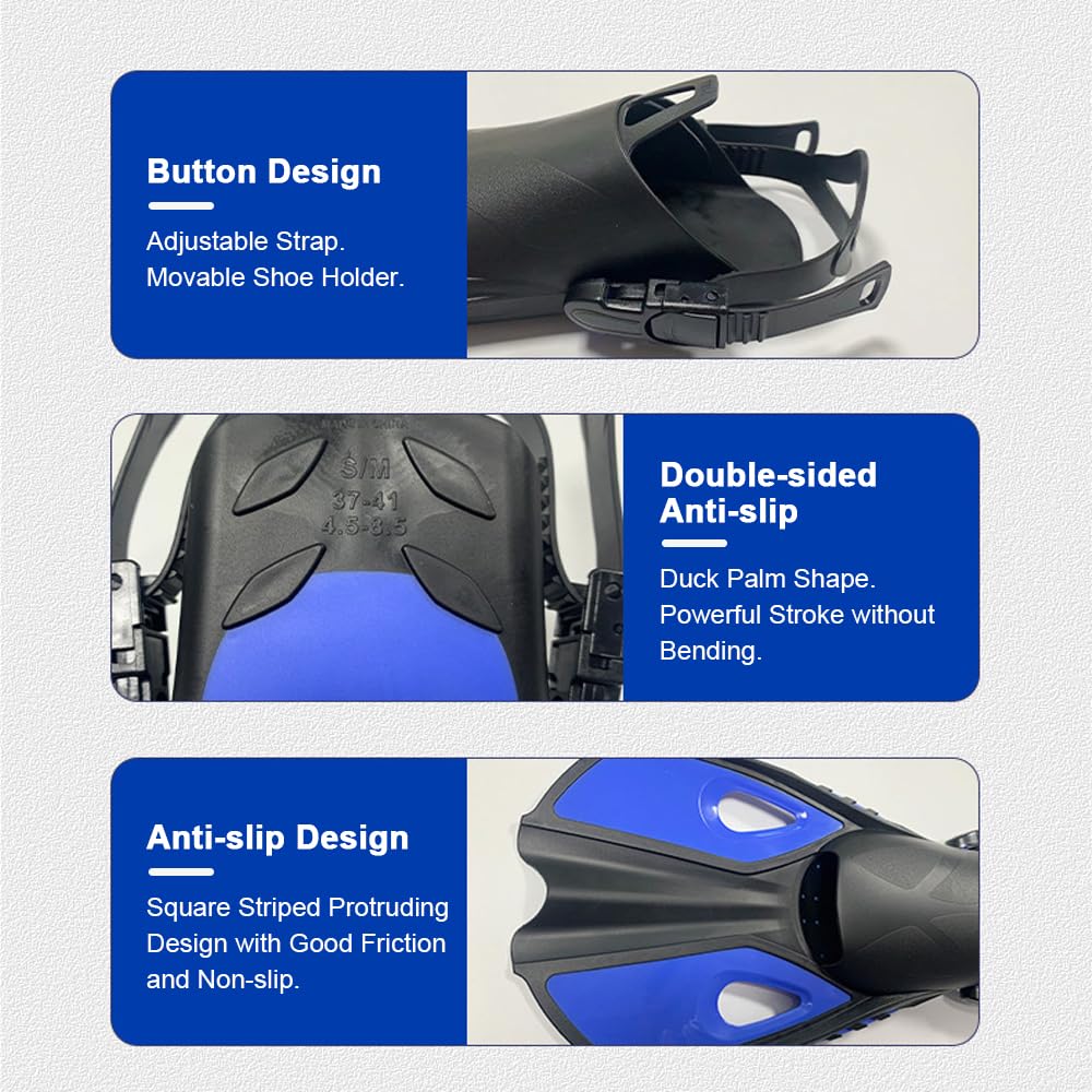 Matybobe Gafas de buceo de tres ventanas de alta transparencia con esnórquel de secado completo y aletas ajustables para hombres y mujeres, equipo de buceo
