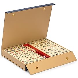 Yellow Mountain Imports Bleau Fontaine Chinese Mahjong Set with 146 Medium Tiles and Blue Vinyl Case - for Chinese Style Gameplay Only []