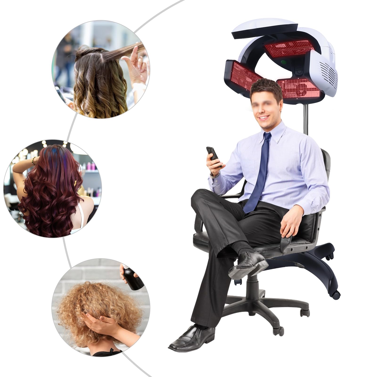 Trockenhauben für Haare, 220V 800W 5 Kopf Infrarot Friseur Trockenhaube mit Standfuß, Haartrockenhaube für Gestreifter Dauerwelle, Entfärbung, Färben, Pflege und Trocknen