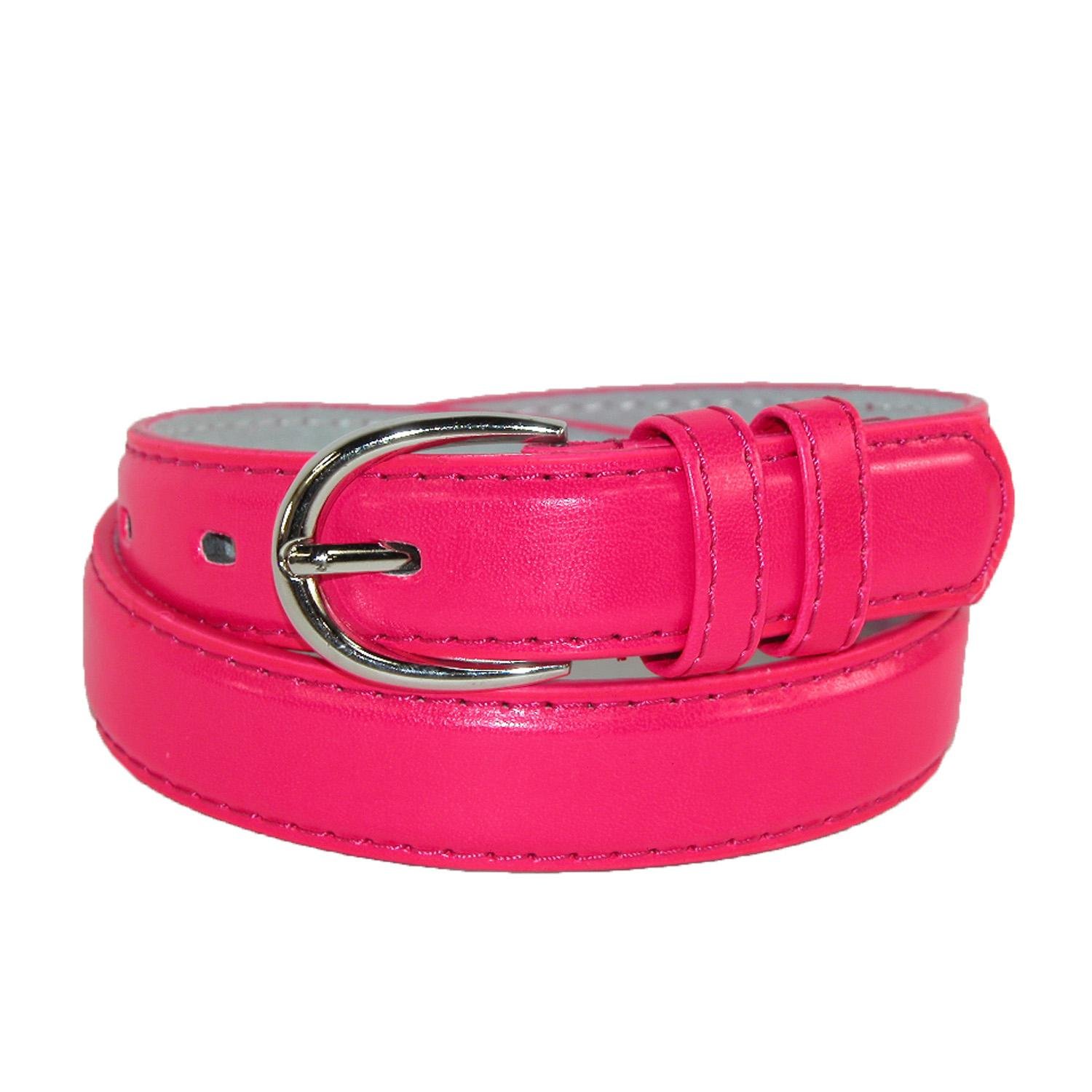 CTM Kid's Leather 25 mm Basic Dress Belt (Pack of 2), Large, Hot Pink