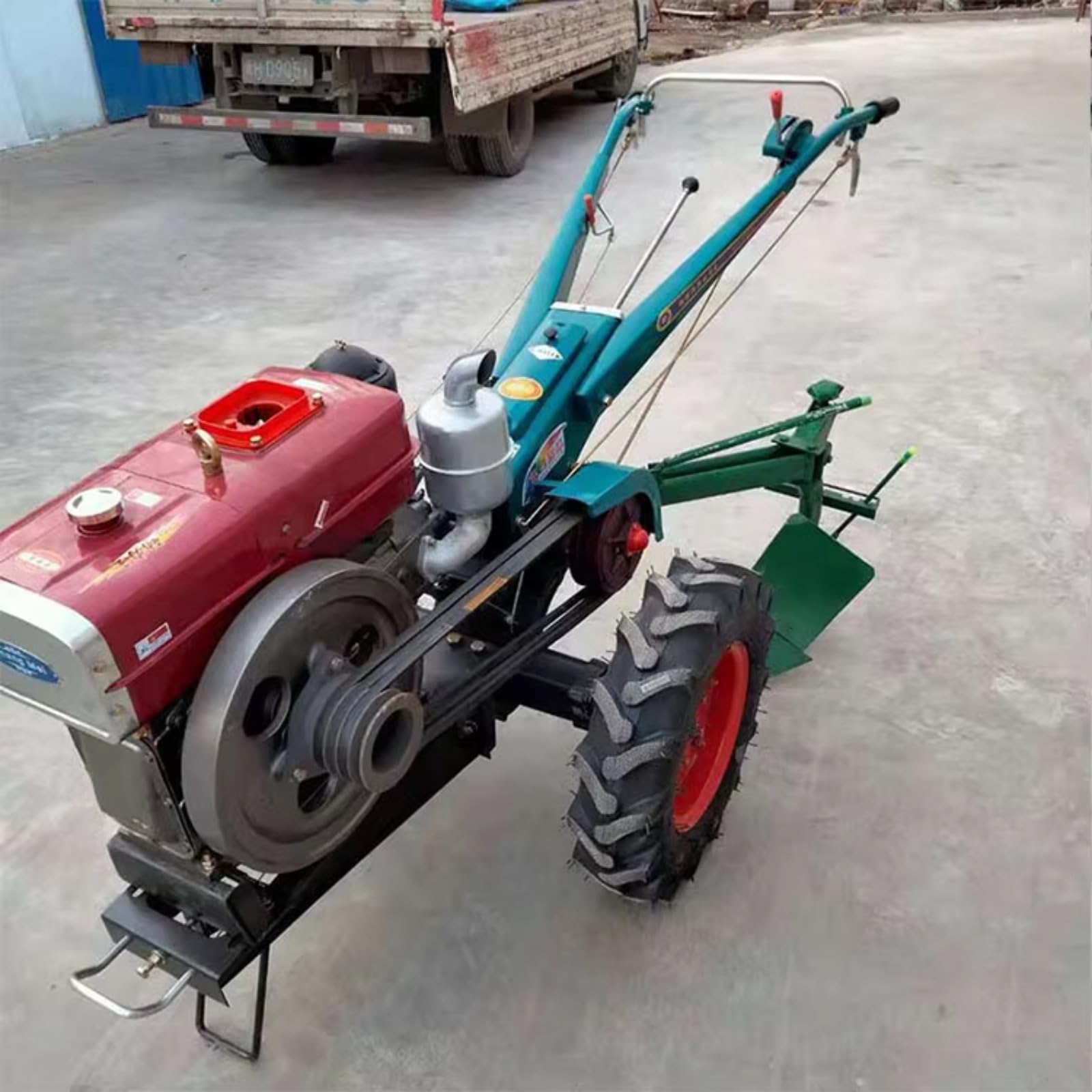 Mini Power Tiller Walking Tractor Motocultor de 2 ruedas, cultivador de granja multifunción compatible con arado, sembrador y accesorios de remolque