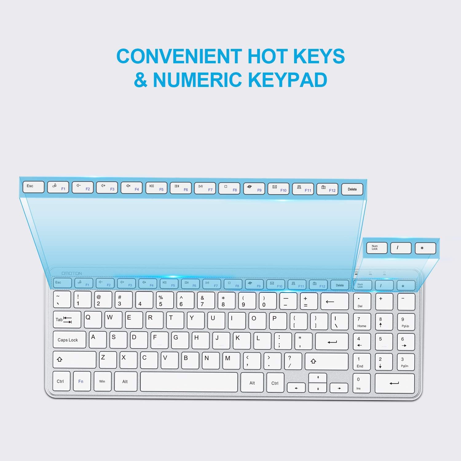OMOTON 2.4G Wireless Keyboard Ultra Slim Keyboard with USB Receiver for Computer/Desktop/PC/Laptop/Surface/Smart TV and Windows 10/8/7, Silver