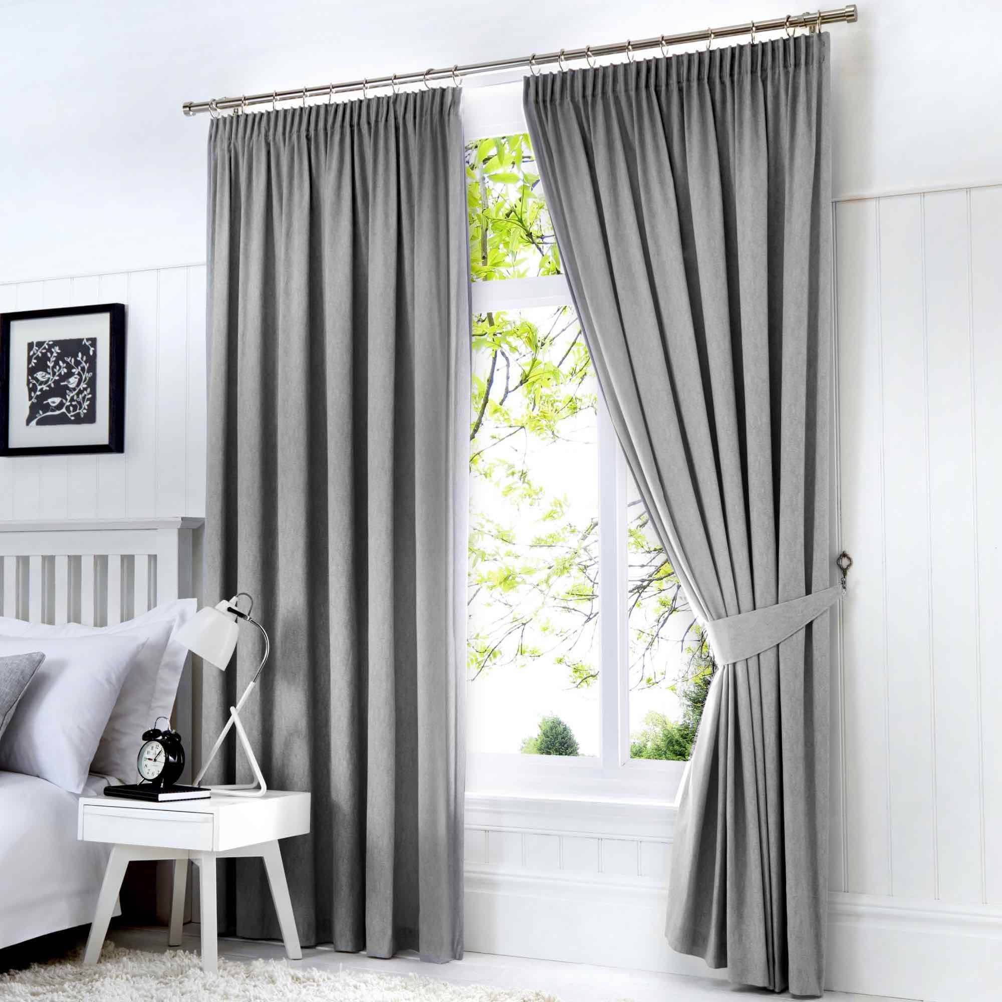 Fusion Silver - Grey Blackout Curtains W66 X L90" (168 X 229Cm) - Pencil Pleat Curtains In Light Grey - 2X Panels - Thermal Curtains For Bedroom & Living Room - Pleated Curtains And Drapes In