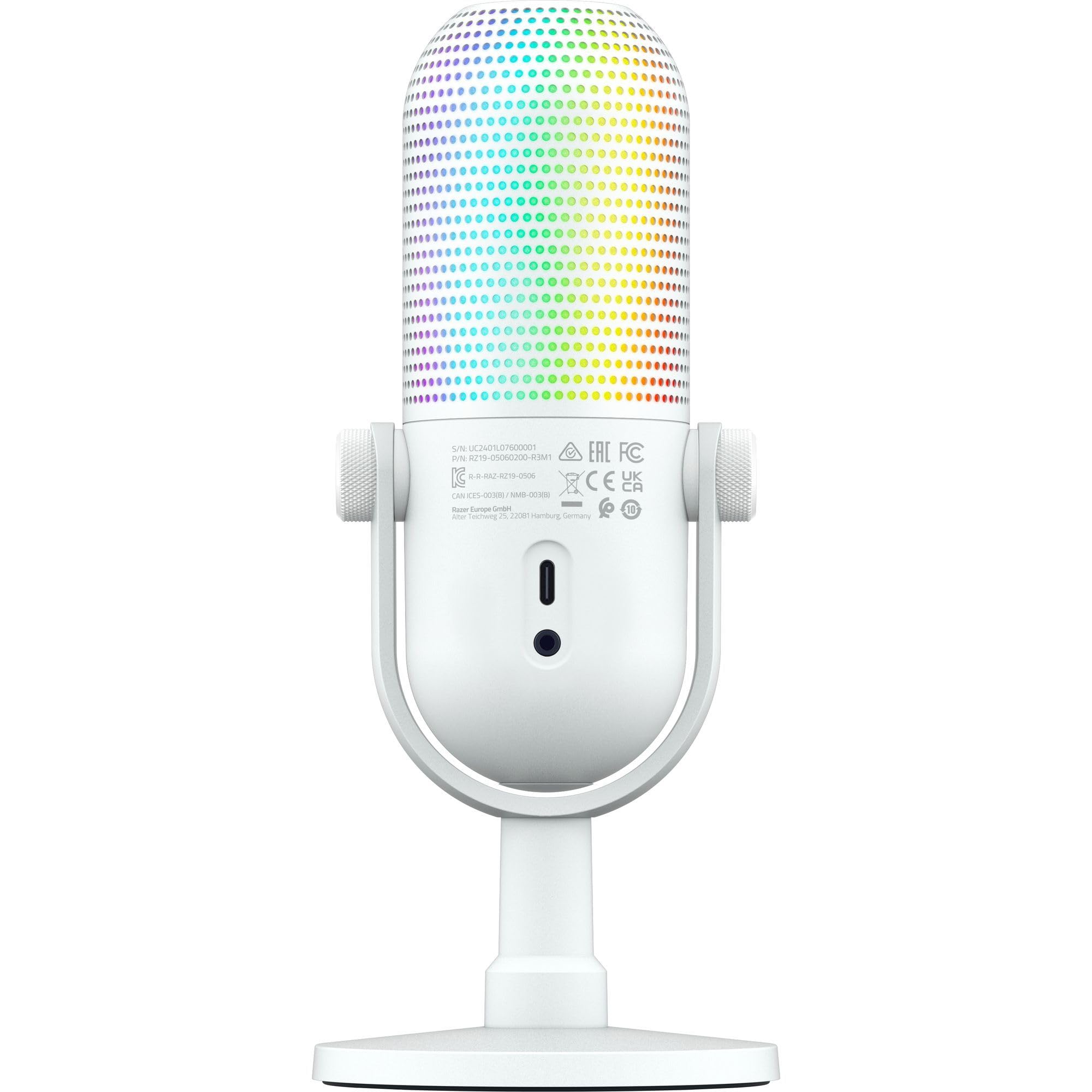 Razer Seiren V3 Chroma RGB USB-Mikrofon: Stream & Game reaktive Beleuchtung – Tap-to-Mute Sensor – Kondensatormikrofon – Digitaler Verstärkungsbegrenzer & Stoßdämpfer – PC, Discord, OBS Studio, XSplit