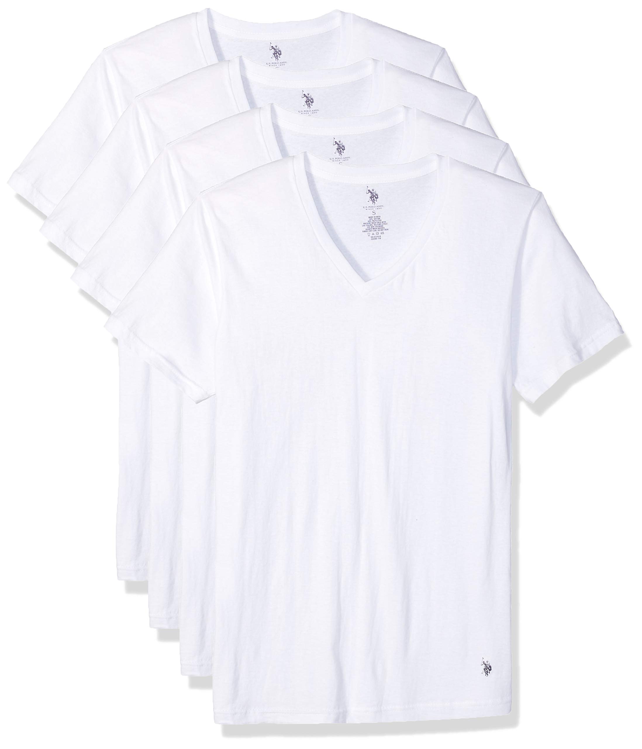 U.S. Polo Assn.Men’s Undershirt – 4 Pack V-Neck Short Sleeve T-Shirt