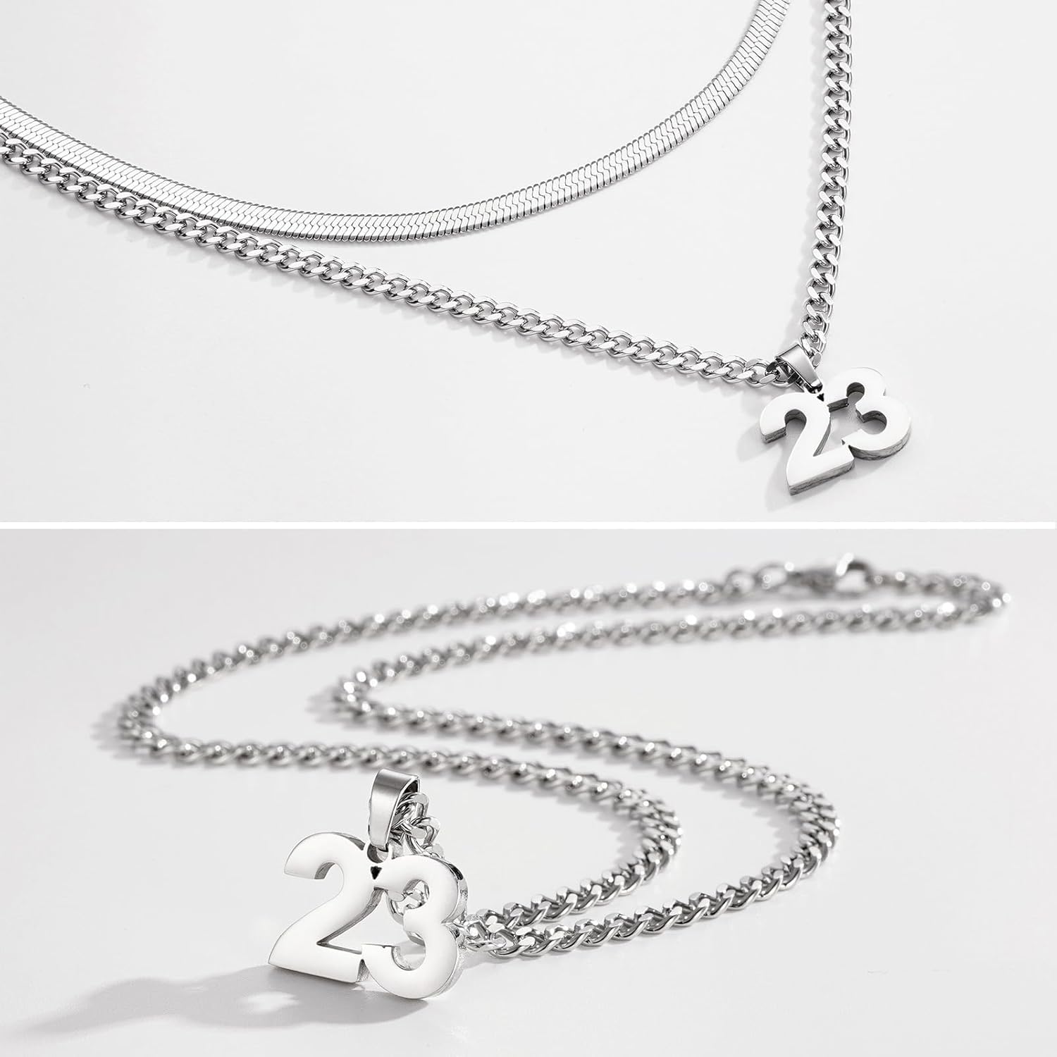 Easter Basket Stuffers-Number Necklace for Boys Athlete Kids Number Chain 00-100 Layered Necklace for Men Stainless Steel Number Charm Pendant Baseball Football Basketball Necklaces for Boys Gifts - Image 4