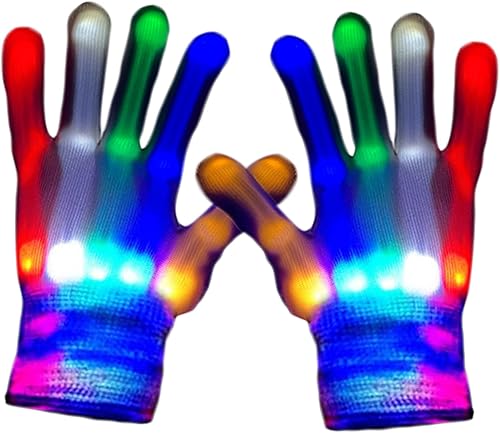 DALEDWN Led Gloves 5 Colors 6 Modes Light up Gloves Rave Gloves Finger Light Flashing Gloves Cool Fun Toys (M)