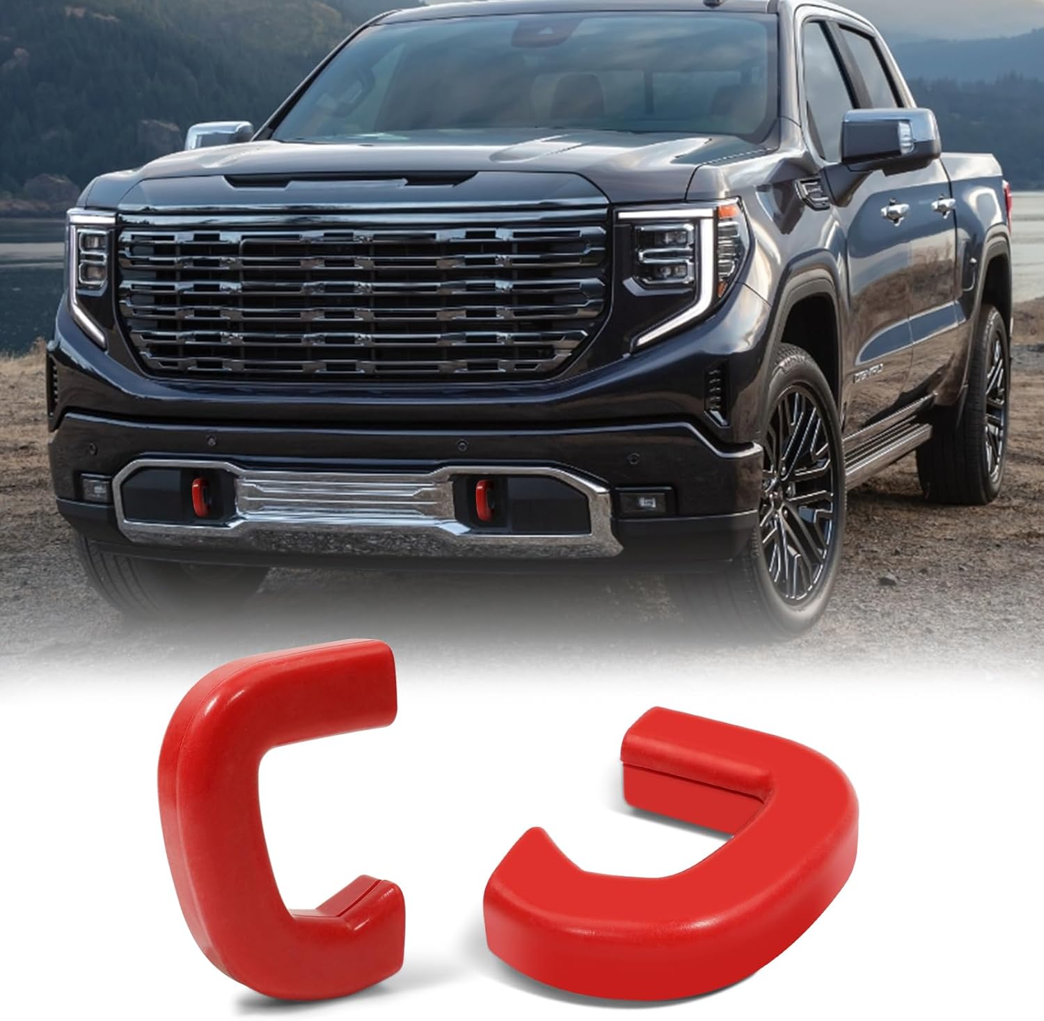 Tow Hook Covers Compatible with GMC Sierra 1500 2019-2025, Vertical Tow Hooks, Custom-Fit Protector Cover for Sierra 1500 Accessories | Durable & Stylish Upgrade (Red)
