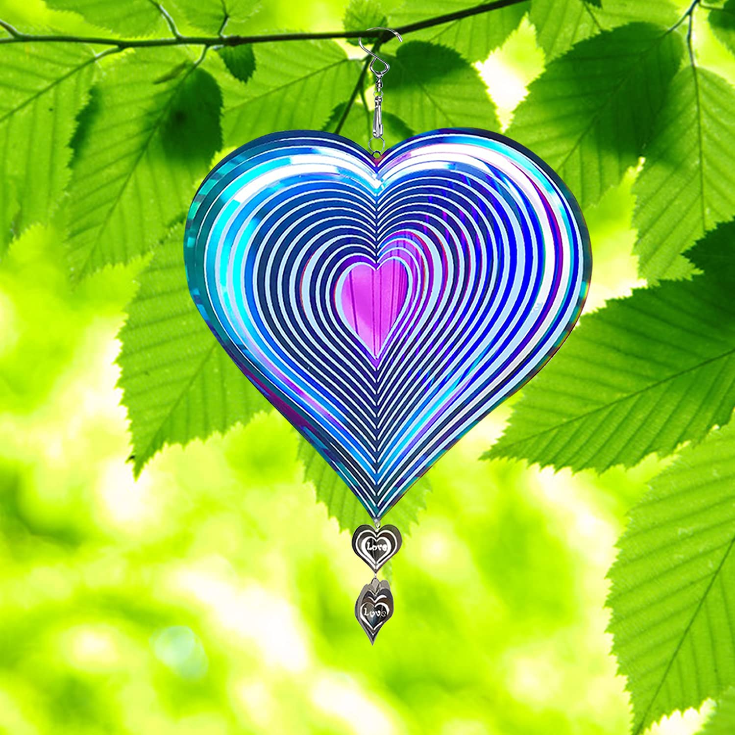 Buy Wind Spinner Outdoor Metal Decorations, Spiral Heart Wind Chime 360
