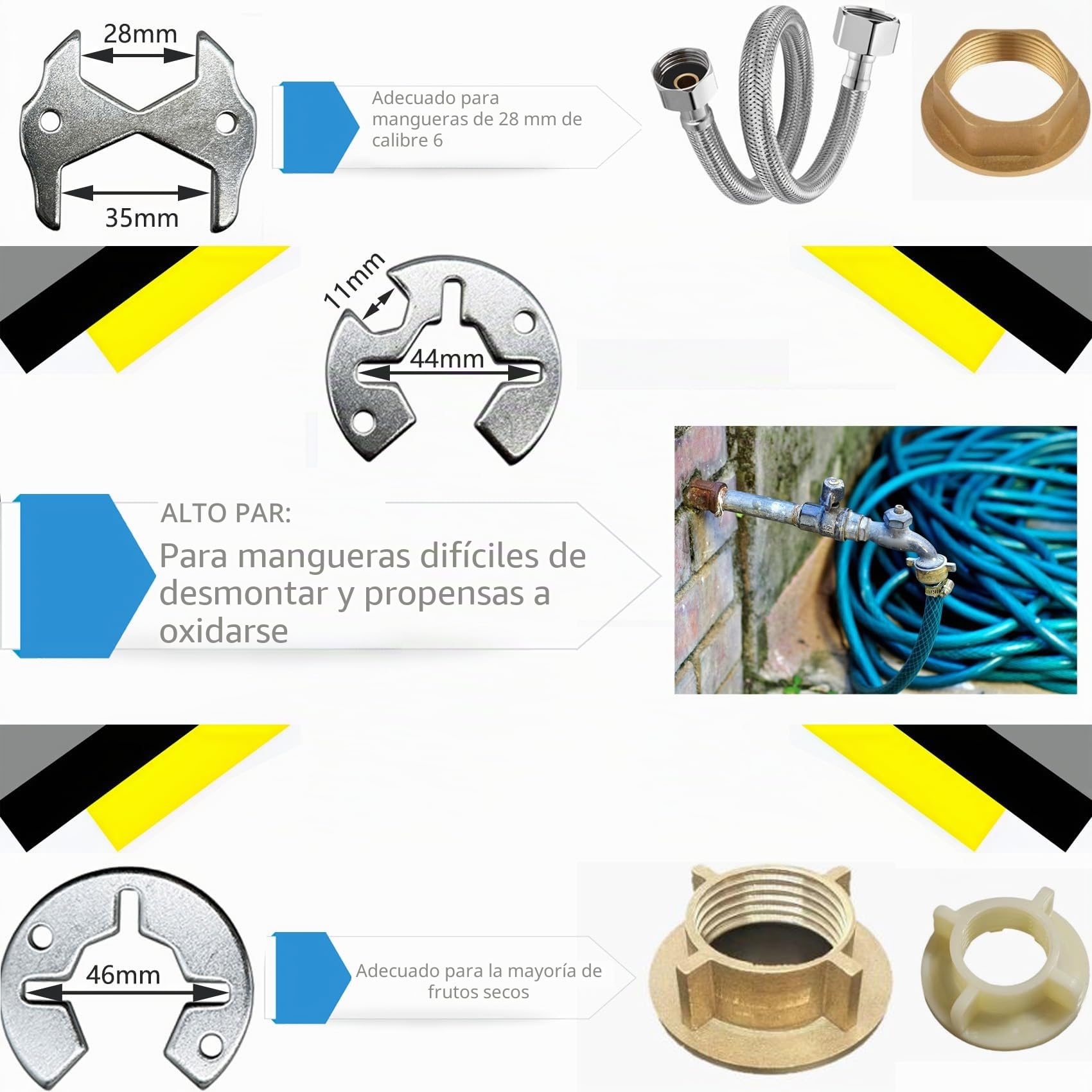 Llave de lavabo Llave para Grifos de Fregadero 21 tipos de especificaciones Multifunción Herramienta de Instalación Llave de Tubo Para Fregadero, WC, Baño y Cocina