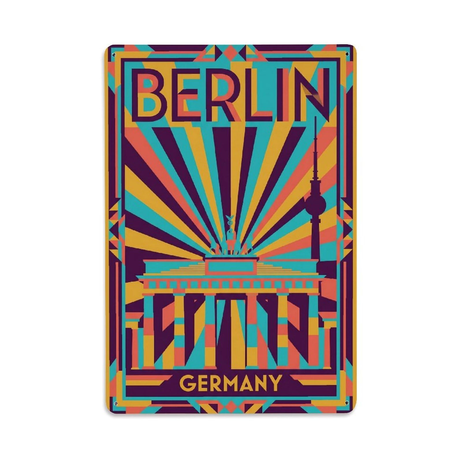 Gead 8X12inch Style Vintage Travel Berlin Germany Beauty Metal Tin Sign