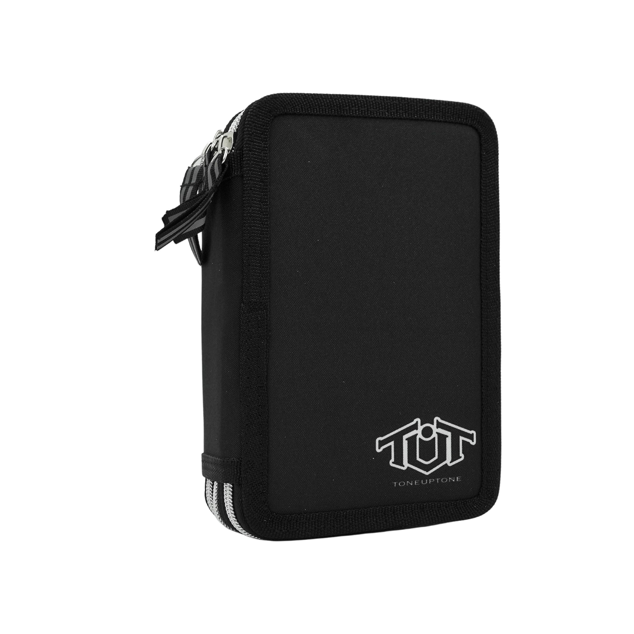 Goldkids ToneUpTone - Astuccio XXL per studenti, con 3 scomparti, 45 pezzi, con quaderno per compiti a casa, Nero , moderno