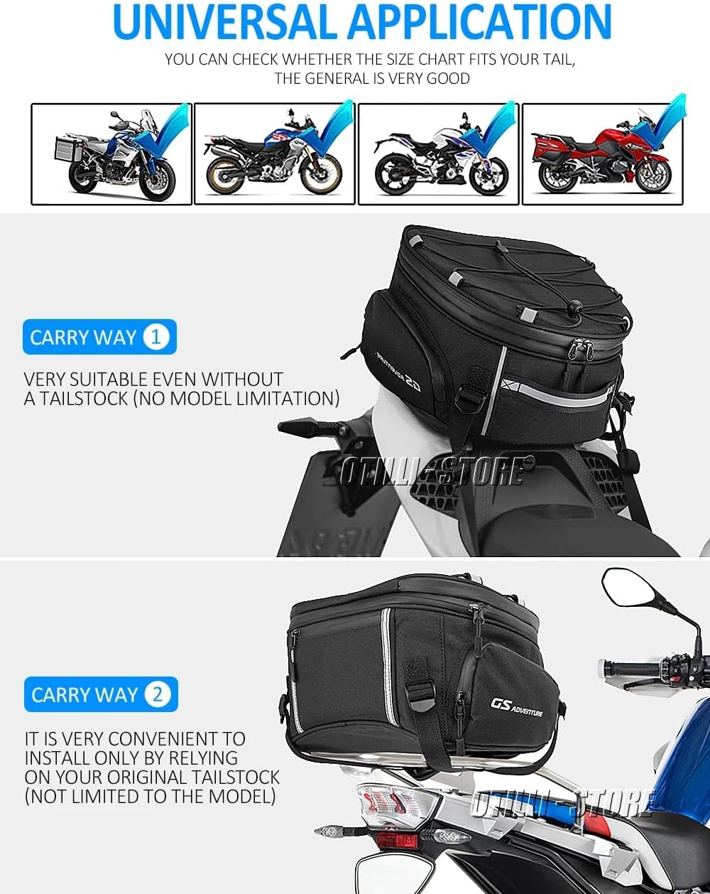 New Motorcycle Accessories Nylon Black Waterproof Tail Bags Back Seat Bags Handbag For BMW R1300GS R 1300 GS R1300 GS r1300gs