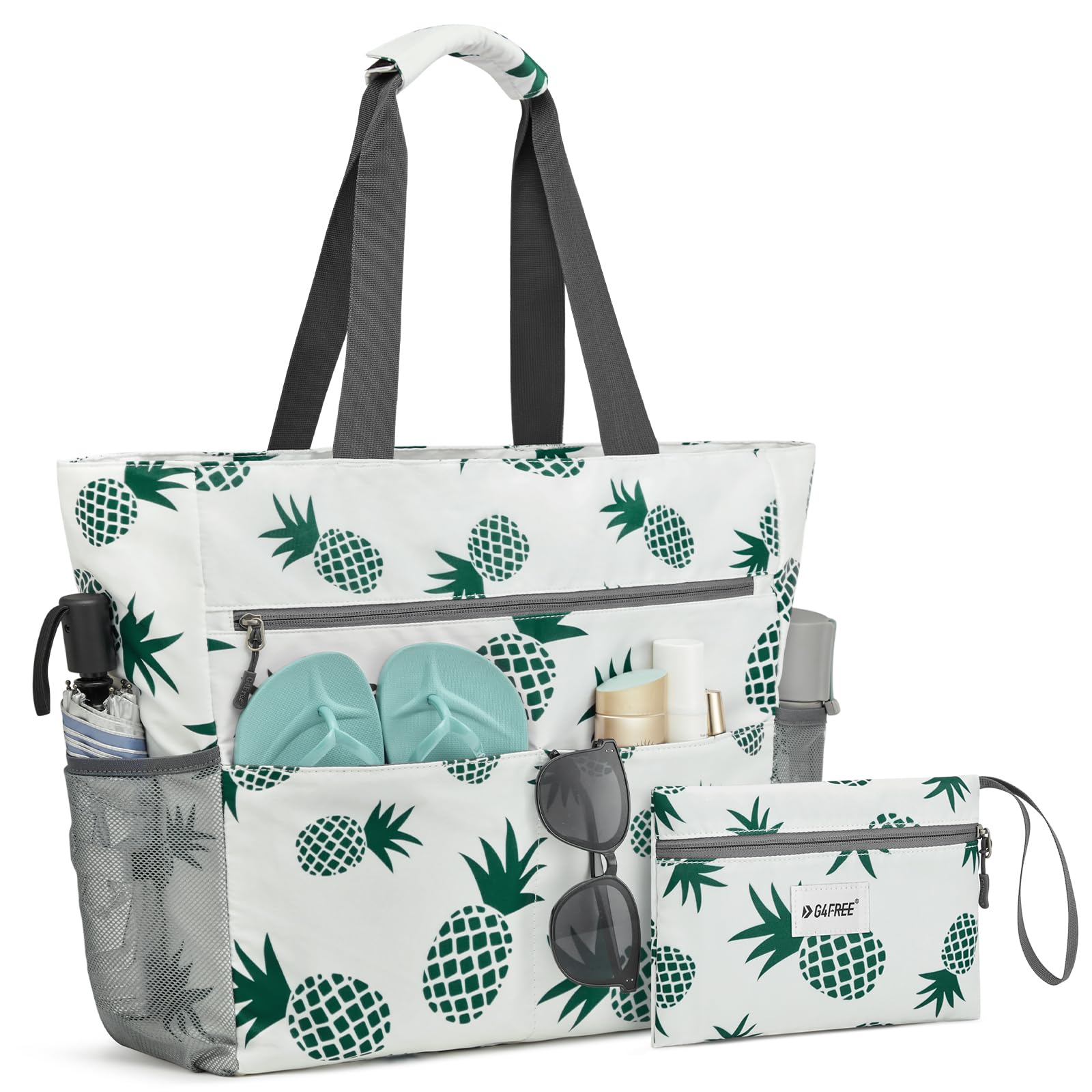 G4Free 35/50/80L Strandtasche XXL Familie & Badetasche Faltbar Groß/Wasserdicht/Leicht für Shopping Strandurlaub und Schwimmbäder