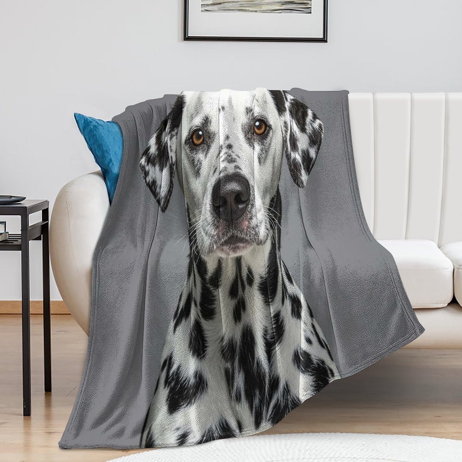 Couverture de lit dalmatien en peluche premium, chaude et légère
