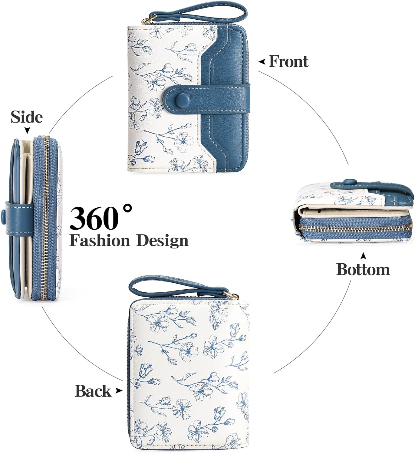 GAEKEAO Small Wallet for Women Leather RFID Blocking Bifold Zipper Pocket Credit Card Holder Purse Wallets with ID Window - Image 4