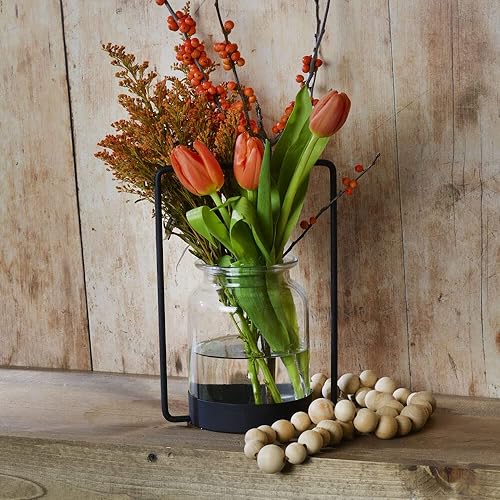 Miniatura 5 de Elements Candelabro de alambre negro de metal y vidrio de 6.57x4.65x9.09 pulgadas, vidrio transparente, moderno, contemporáneo