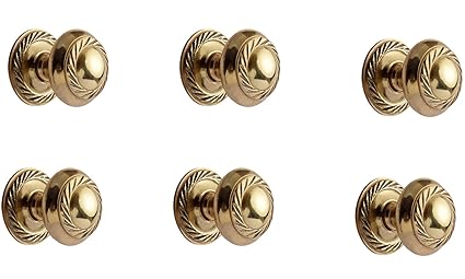 HOBKNOBS Georgian Polished Brass (25 mm Dia) Small Cabinet Drawers/Door Pull Handle Knobs - Brownish Gold