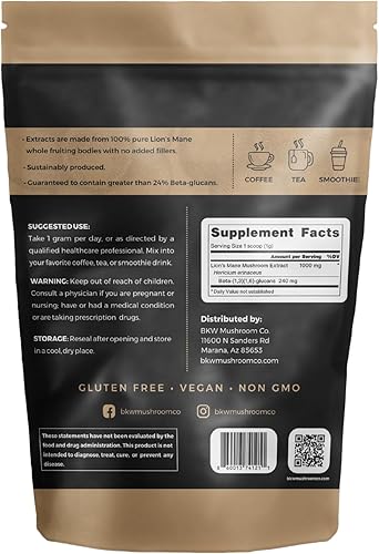 Miniatura 2 de Suplemento de extracto doble de hongo melena de león - Apoya la función cognitiva, la concentración y el estado de ánimo - Sin rellenos - Probado
