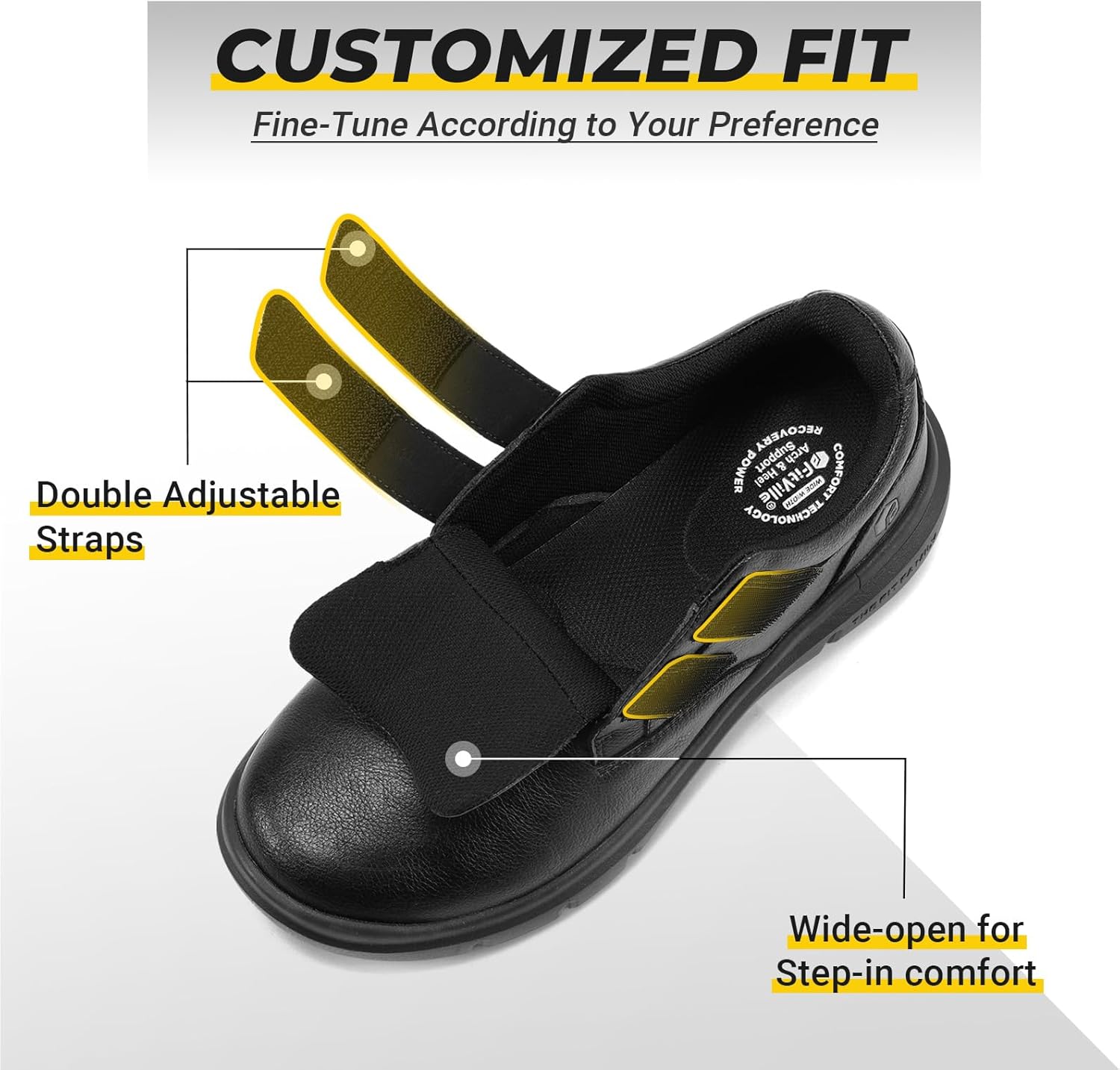 FitVille Shoes for Men Extra Wide, Straps Diabetic Shoes for Men Slip on, Casual Wide Dress Sneaker for Walking, Easy On and Off, Swollen Feet - Image 3