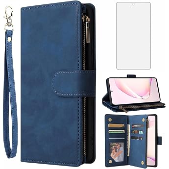 Asuwish Mobile Phone Case for Samsung Galaxy Note 10 Lite Case with Screen Protector and Card Slot Foldable Leather Wallet Stand A81 M60S Note10 10Lite Cover Mobile Phone Cases Protective Phone Case