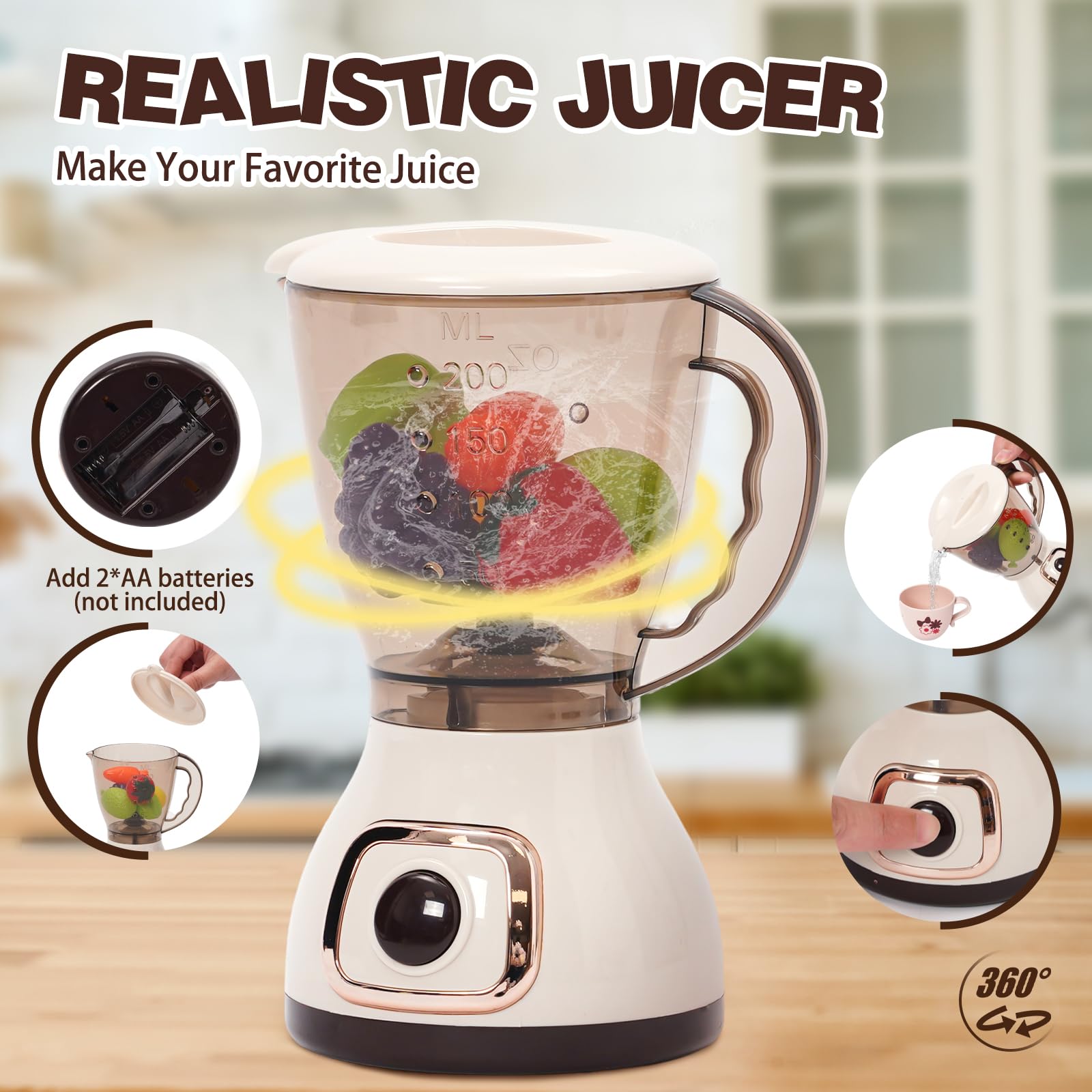 Set de utensilios de cocina para niños con cafetera, licuadora, tostadora, batidor, accesorios para cocina infantil, juguetes, juego de cocina, alimentos con luz y sonido, juegos de roles, regalos