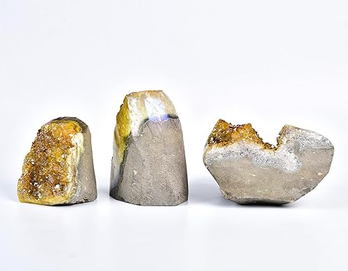 Miniatura 6 de AMOYSTONE Racimo de cristal natural galvanizado, cristal curativo recubierto de titanio natural, racimo de cuarzo de roca amarilla de 0.5-1 libras