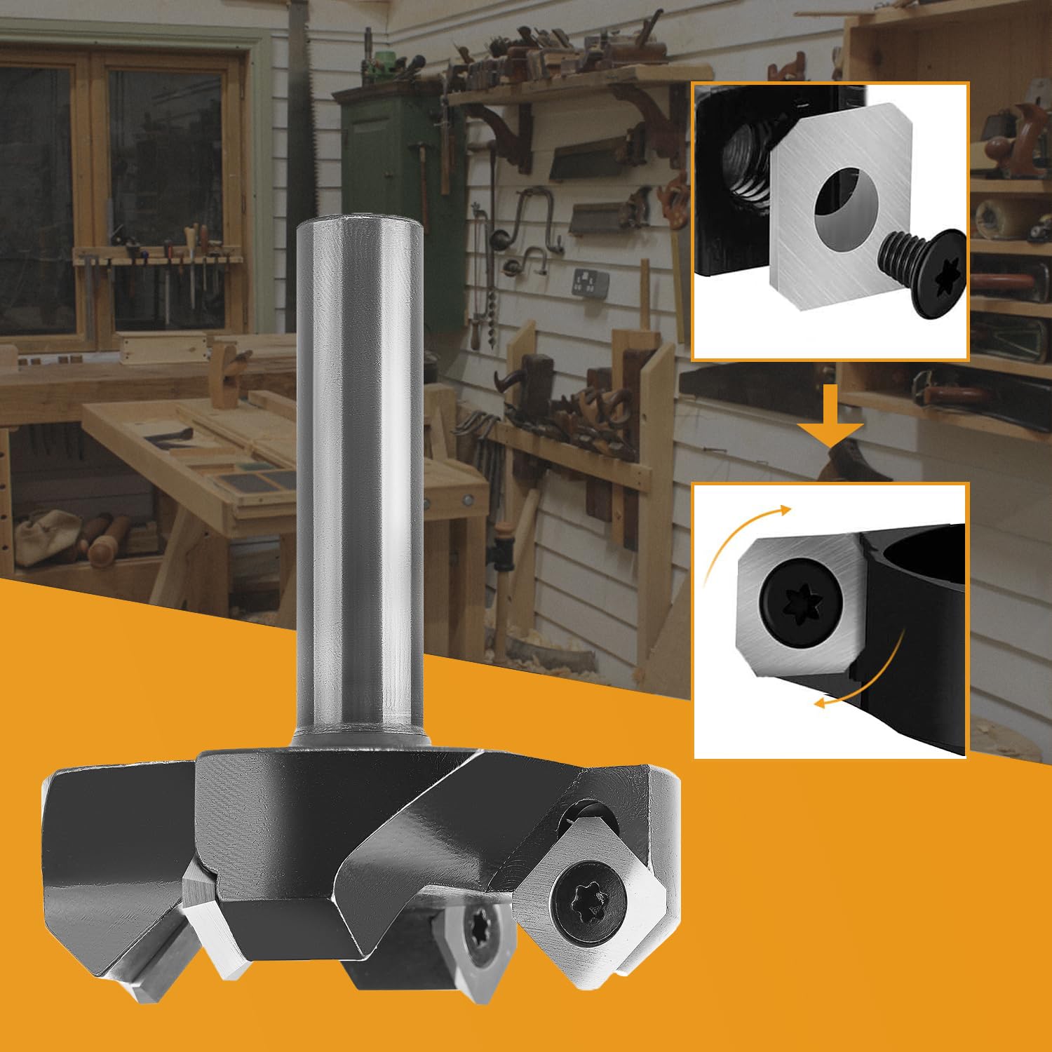 SpeTool Planfräser 12mm Schaft Planfräser für Oberfräse 60mm Durchmesser Flächenfräser Hobelfräser Wendeplattenfräser 4 Flöten CNC Fräser für Holz Schaftfräser für Planfräsen Abflachfräser