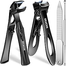 Nail Clippers for Thick Nails for Seniors Angled Head Nail Clippers with Picker Heavy Duty Nail Clippers with Wide Opening Nail Cutter for Men Women Black
