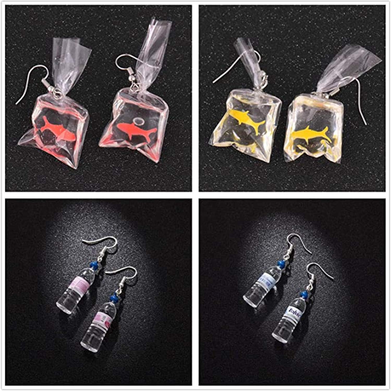 JinYu 3 Pairs Funny Acrylic Water Bottle Pendant Earrings, Cute Pearl Milk Tea Dangle Earrings Colorful Glass Bottle Funny Earrings for Women Unique - Image 6