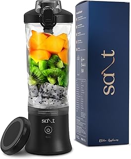 Salt PureBlend Ultra Portable Blender for Smoothies, Protein Shakes, Crushing Ice | 4000 mAh Battery, USB-C Rechargeable | 230W Motor with Turbo Mode | 600ml (Black)