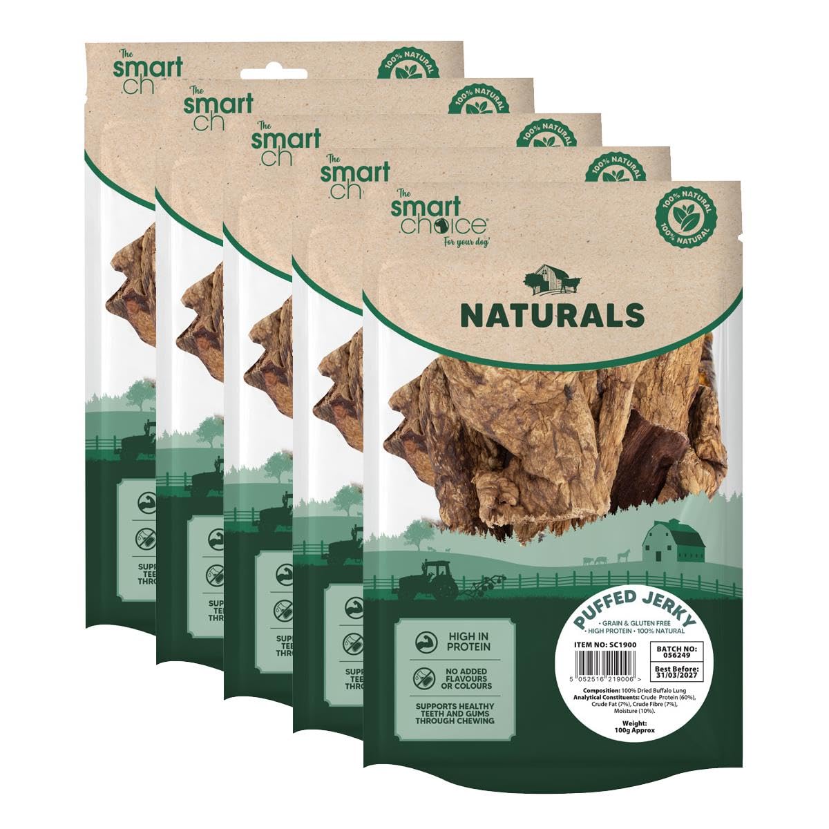 500g Puffed Jerky Chew Treats - Pet Dog Puppy Natural Snack High Protein Grain & Gluten Free Reward For Good Behaviour - Promotes Dental Hygiene Supports Healthy Teeth & Gums
