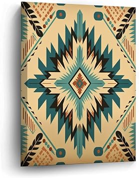 Navajofabric Spoonflowers Pattern Canvas Wall Art 16x20in Chinoiserie Asian Canvas Pictures Artwork Posters Ready to Hang Modern Wall Paintings for Bedroom Living Room Kitchen New Home Decor