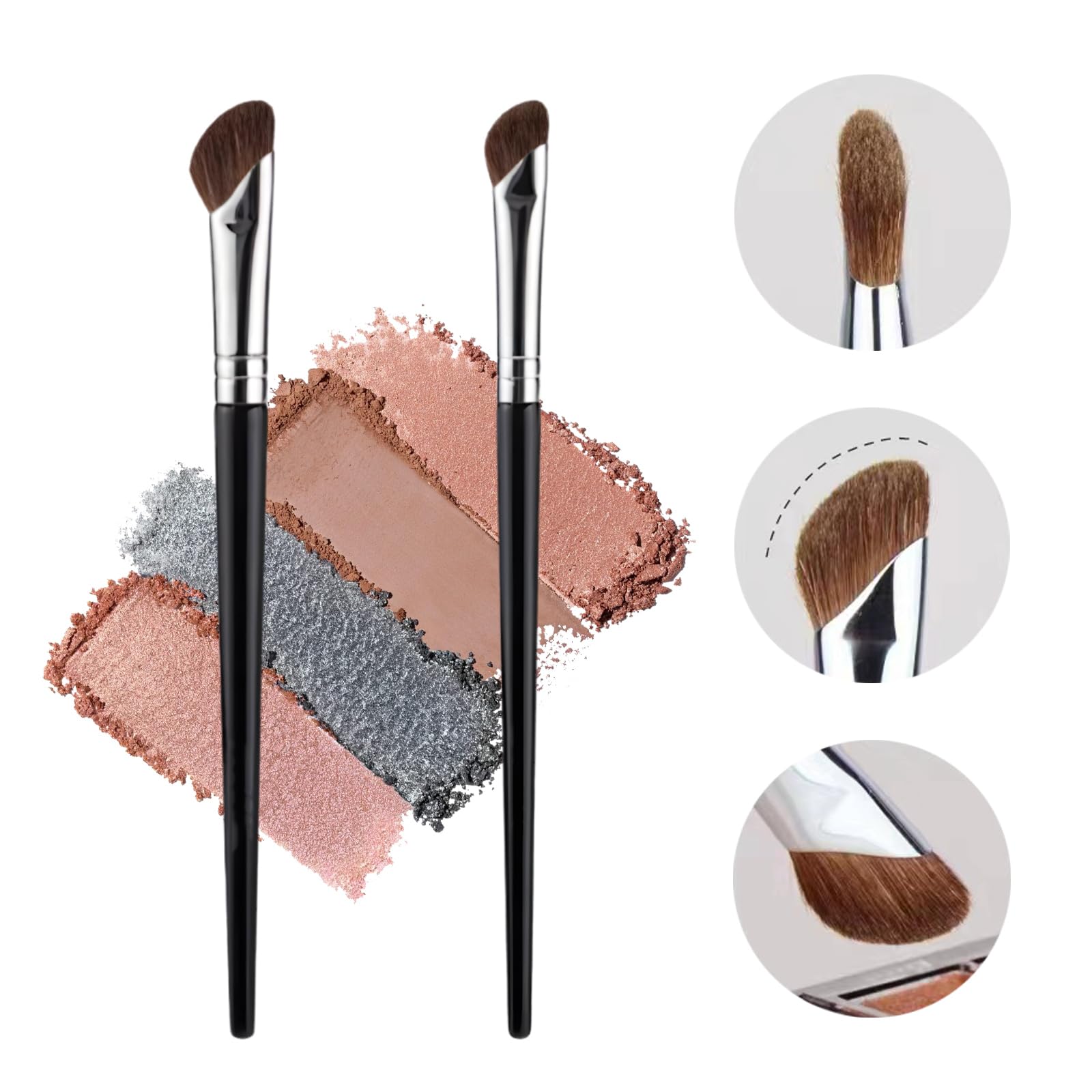 aninako ノーズシャドウ ブラシ 斜め 2本セット 大＋小 シェーディングブラシ ポニー毛 メイクブラシ 動物毛100％ 粉含みよい 発色が良い 小鼻ブラシ 携帯用