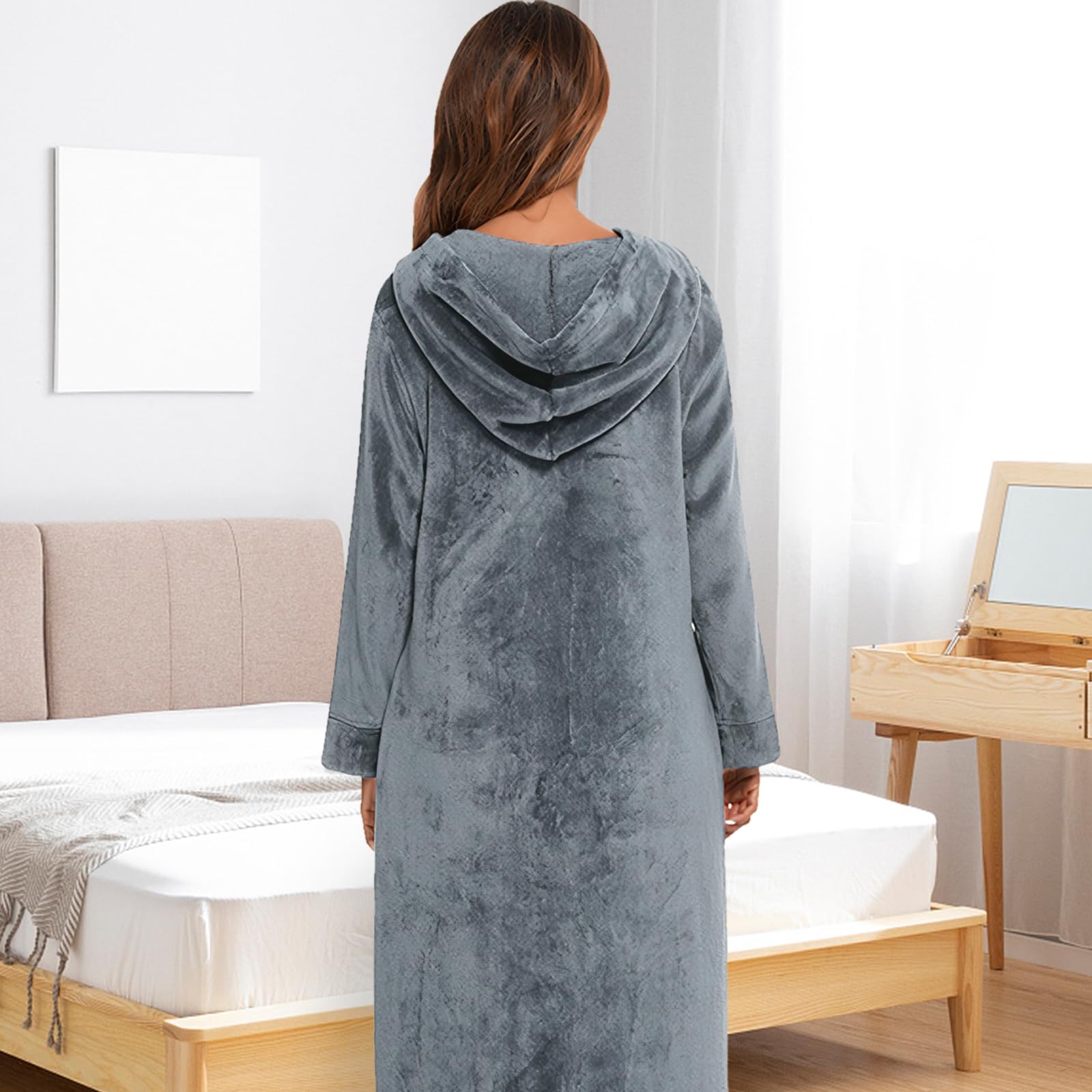 rge Accappatoio uomo donna accappatoio con zip e cappuccio accappatoio lungo tasche frontali accappatoio flanella