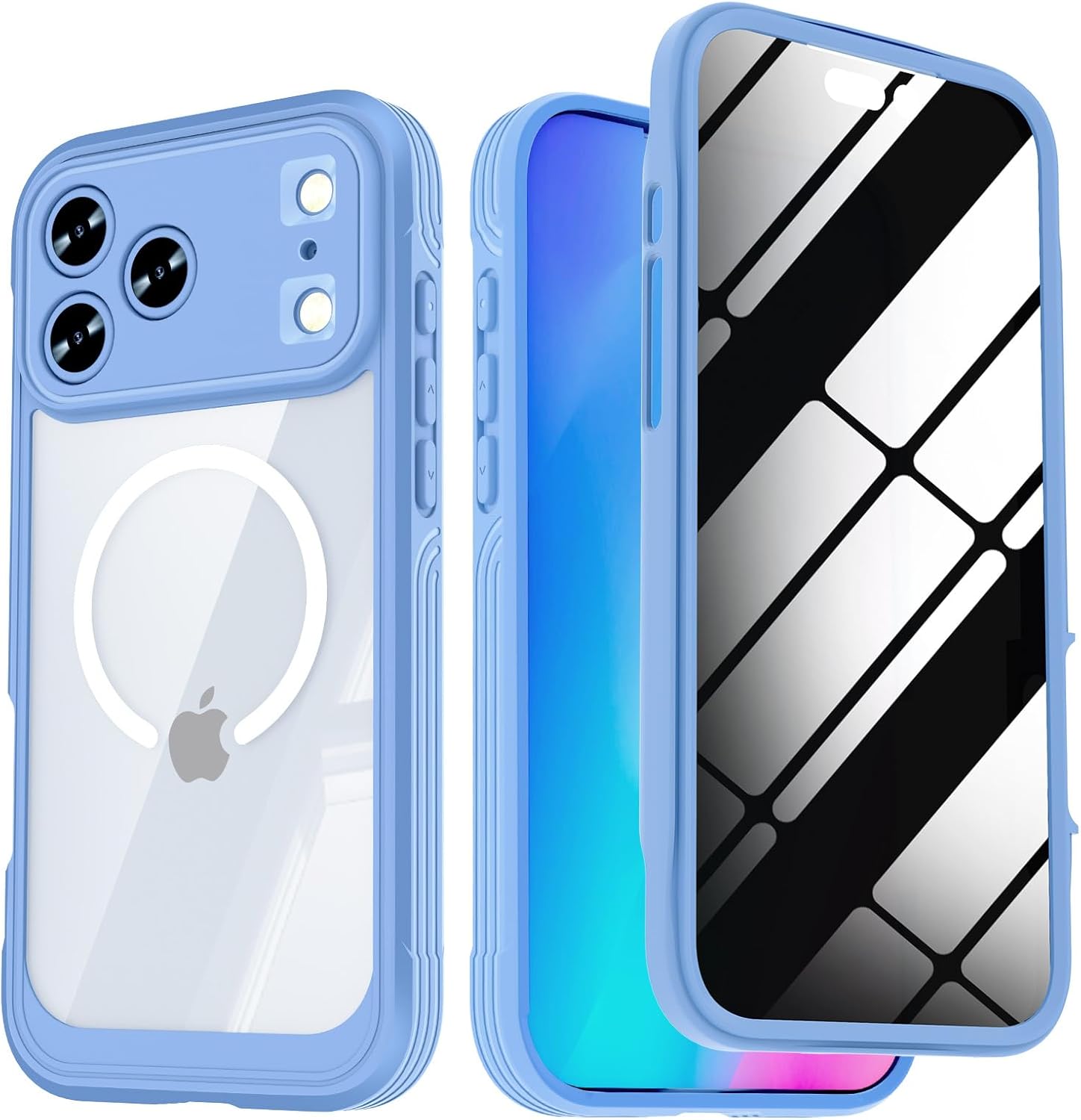 for iPhone 17 Pro Max Magnetic Case with Built-in Privacy Screen Protector,Compatible with MagSafe,360° Full Body Shockproof Anti-Spy Phone Cases Cover for iPhone 17 ProMax,Blue