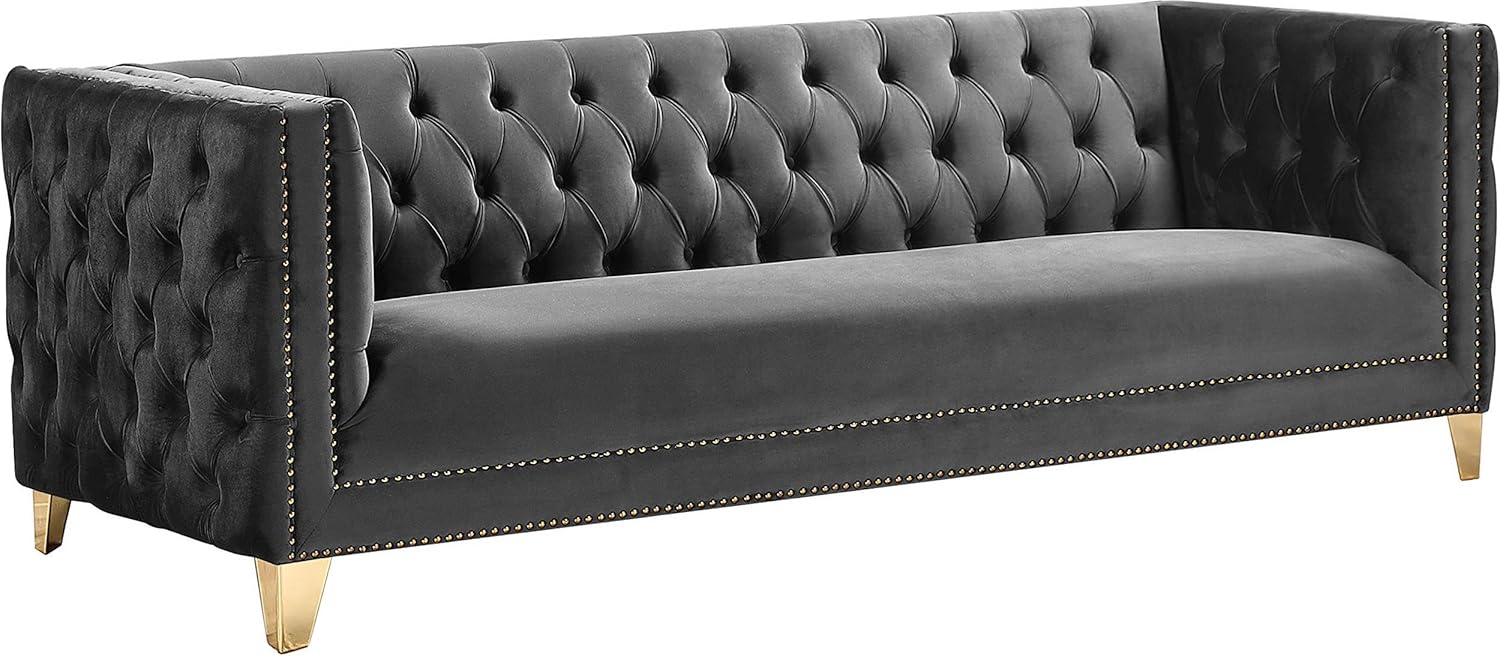 Pemberly Row Contemporary Velvet Sofa, 90″ W x 34″ D x 30″