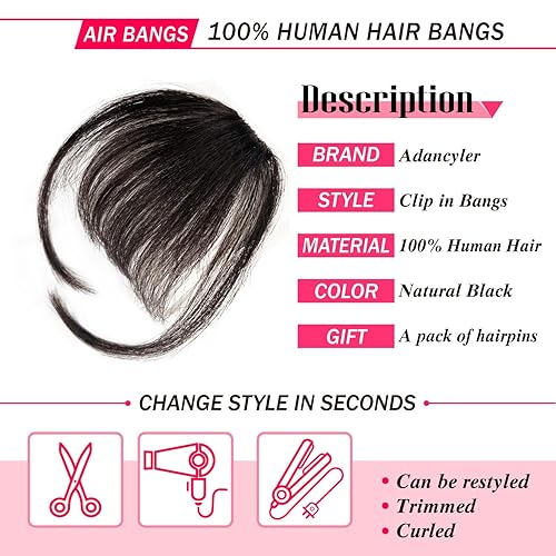 Miniatura 2 de Flequillo con clip, extensiones de cabello 100% humano, flequillo rubio con pinzas, flequillo de aire rubio con sienes, para mujer, flequillo