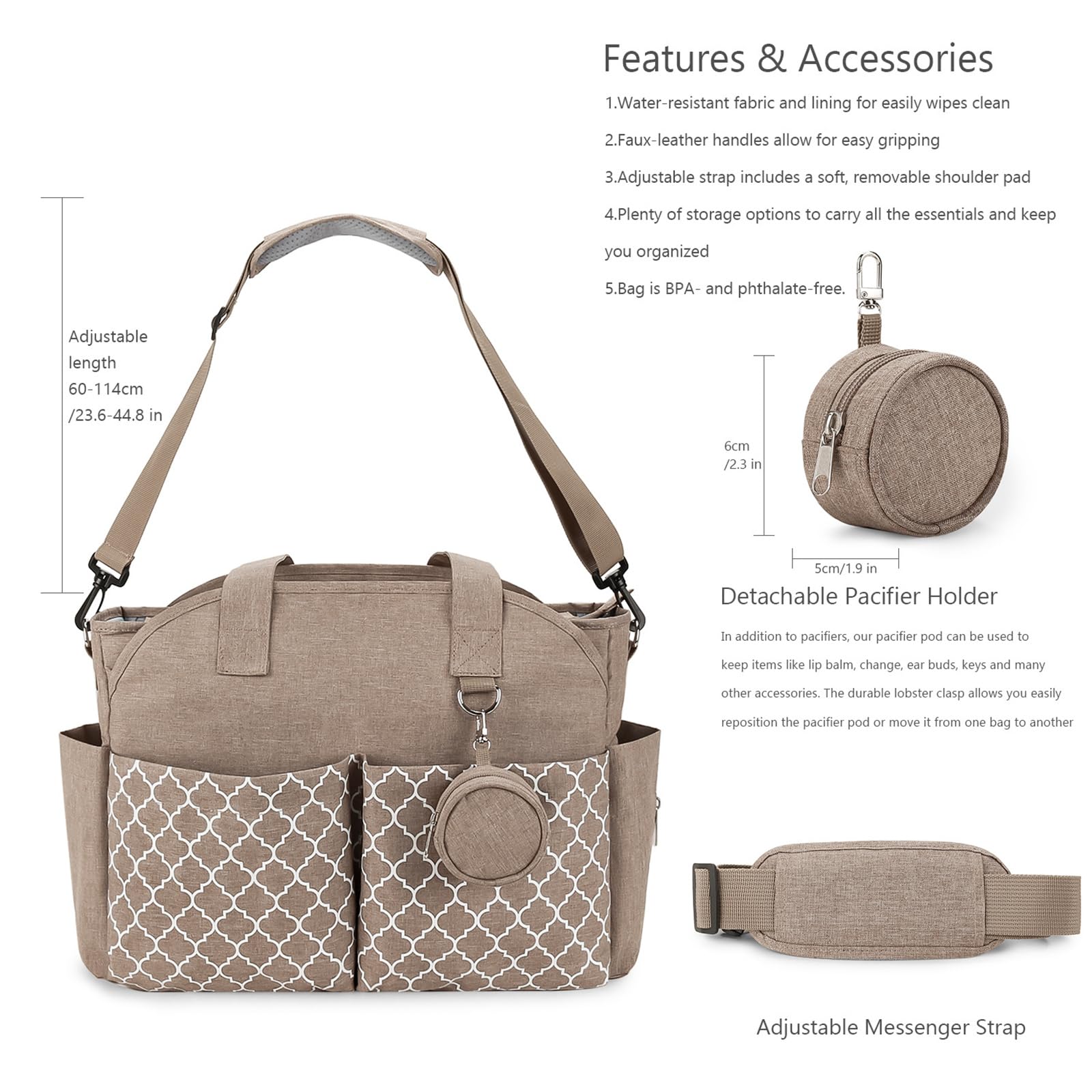 Sac à bandoulière de grande capacité pour maman, maman, bébé, sac à main d'allaitement, sac à langer portable, sac à dos de voyage, sac à bandoulière