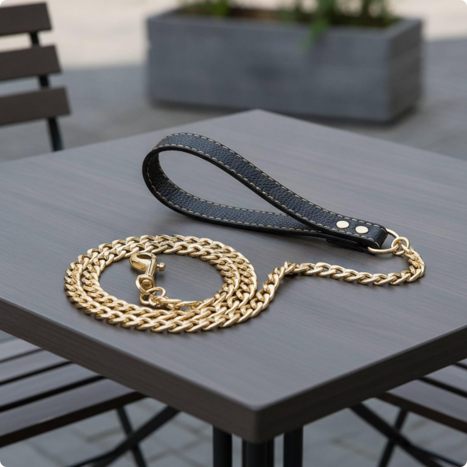 Guinzaglio con D'acciaio Durevole, Oro, 120 Cm