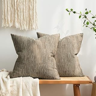 MIULEE Pack of 2 Decorative Burlap Linen Throw Pillow Covers Modern Farm...