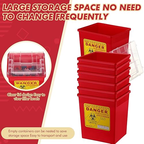 Miniatura 4 de Contenedores afilados de 2 galones para eliminación de agujas, contenedores de eliminación de objetos punzantes, contenedores de riesgo biológico
