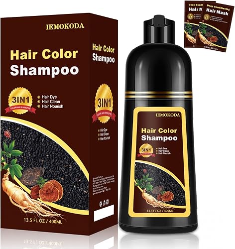 Dark Coffee Hair Dye Shampoo 3 in 1 for Gray Hair, Long-lasting & Natual Hair Color Shampoo, Herbal Ingredients Natural Shampoo Hair Dye Effect in Minutes, Gifts for Men Women 500ml