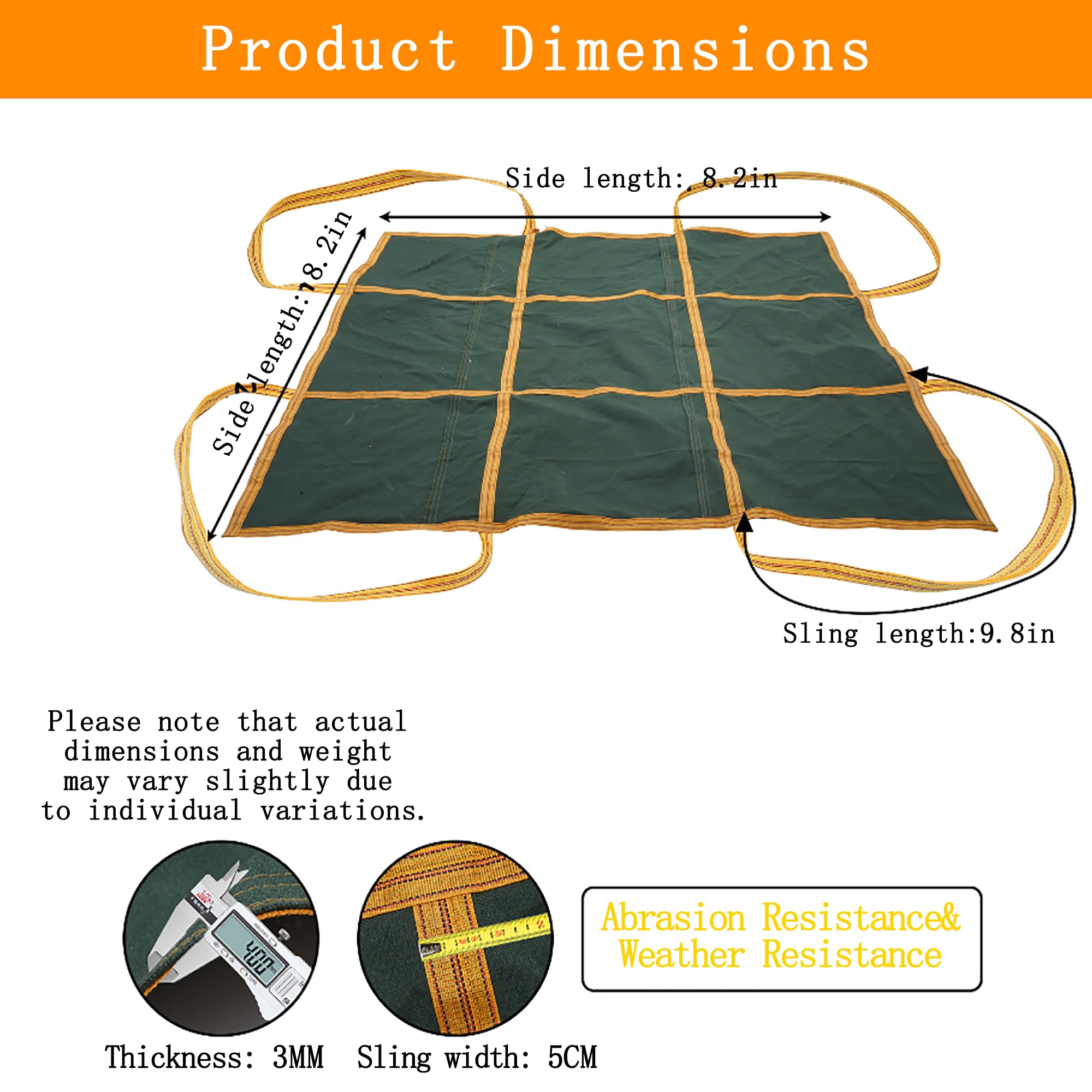 FuturelOT - Rete per sollevamento carichi in tela resistente, 2,5 x 2,5 m, manico rinforzato, rete di sollevamento per costruzione, logistica e trasporto, capacità di carico 2.500 kg, materiale