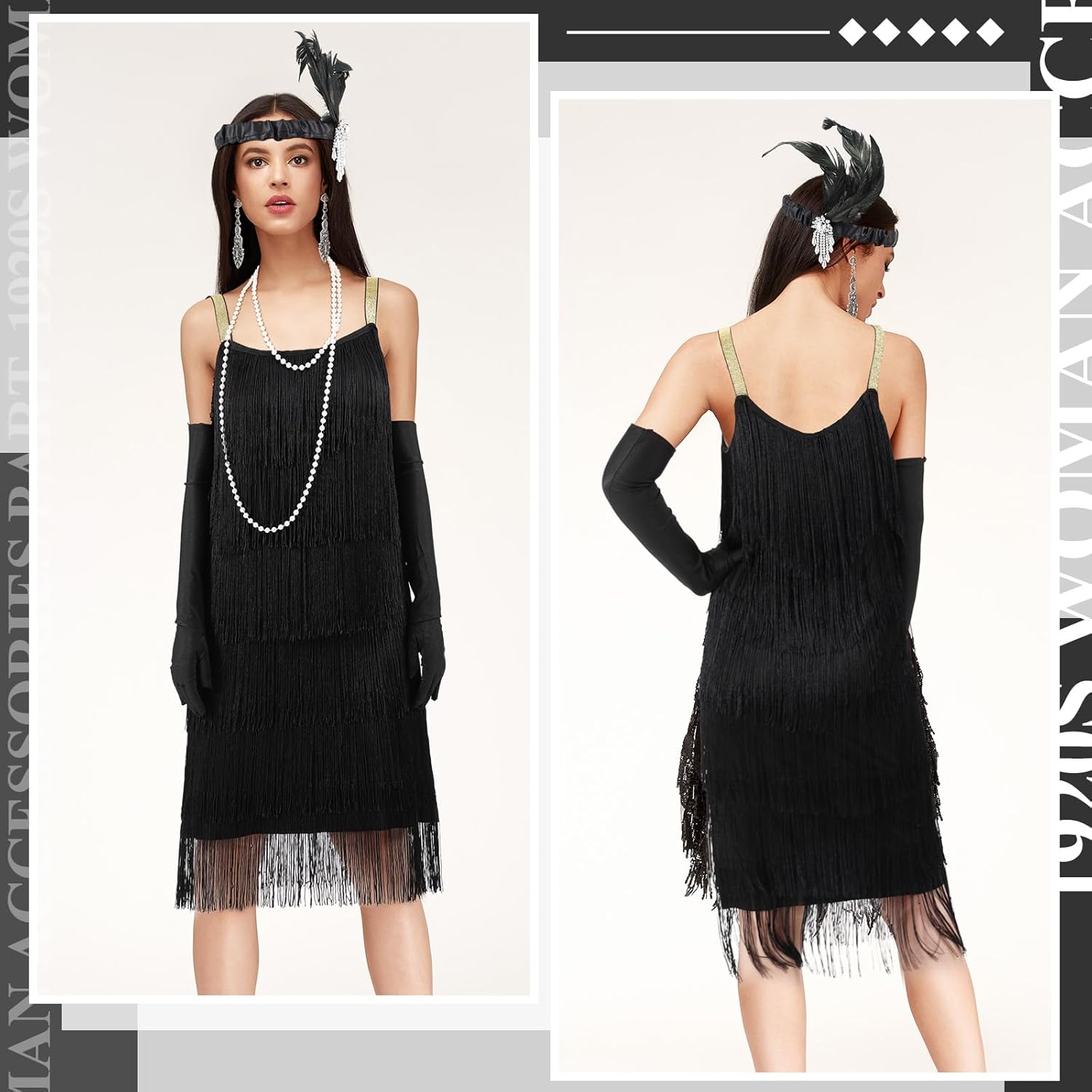 18 Pcs Halloween 1920s Couple Flapper Costume Accessories Set for Men Woman Role Playing Roaring Costume for Cosplay - Image 5