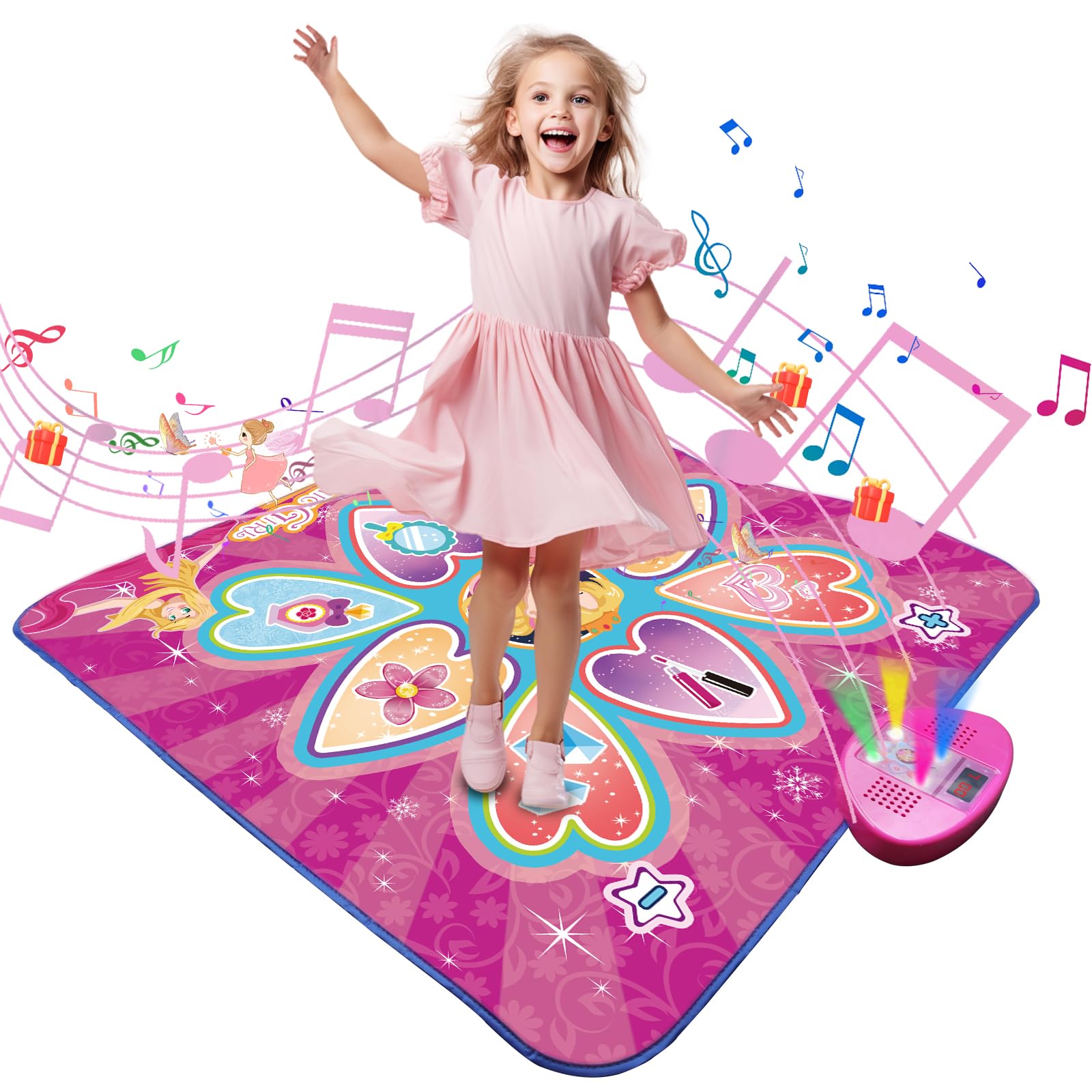 WOCVRYY Alfombra de Baile Musical Bailarina Juguetes para Niñas con Luces LED Volumen Ajustable 7 Niveles de Juego Tejido Suave y Antideslizante Puede Utilizarse como Regalo para Niños