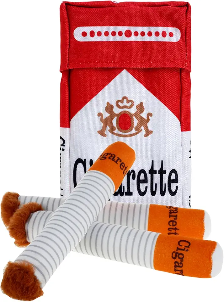 3 peças de brinquedo de cigarro para cães grandes, brinquedos para cães que rangem, brinquedos de palito de riso com caixa, brinquedos engraçados interativos para filhotes de charuto para raças